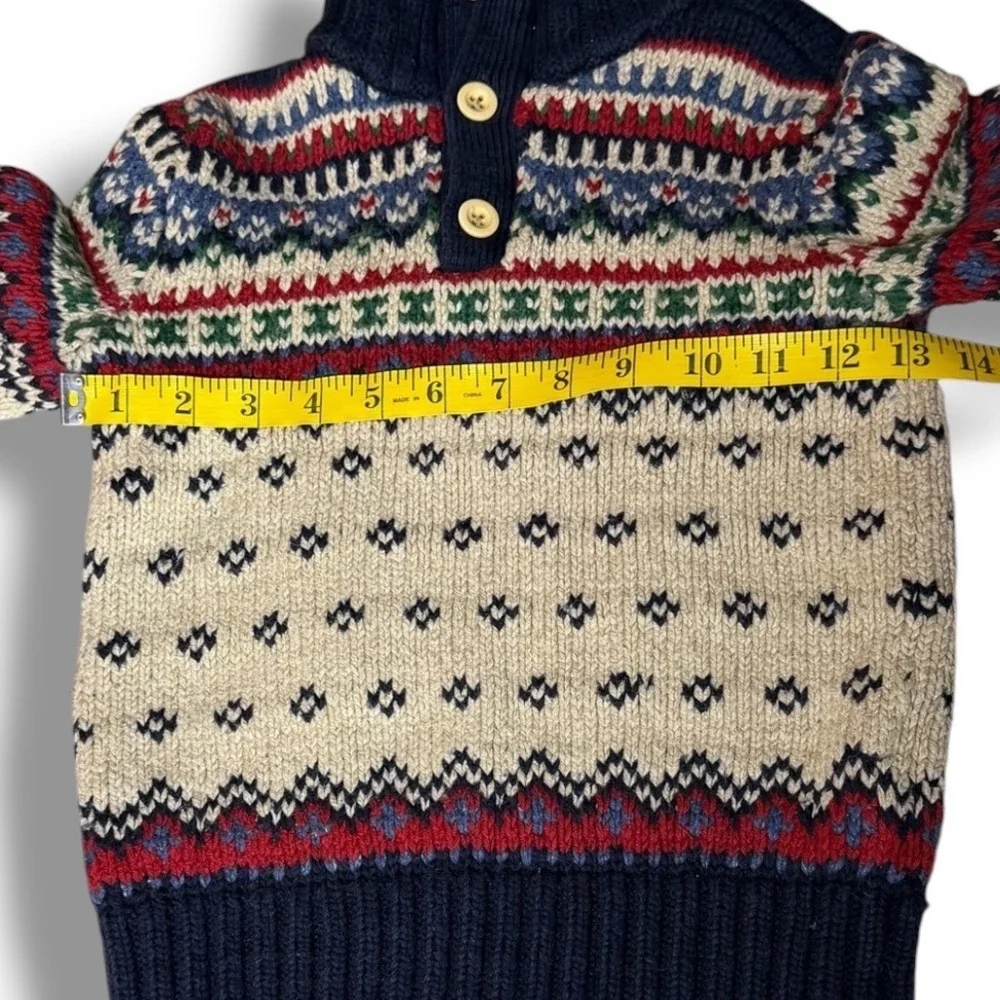 Polo Ralph Lauren Vintage Sweater Kids 6 Silk Wool Fair Isle Knit Mock Neck